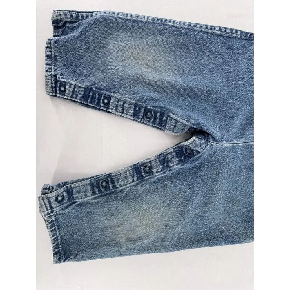 Vtg Oshkosh Overalls Vestback Sz 12m Denim Snap Blue Pockets